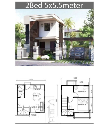 Desain Rumah Kecil 2 Lantai Mungil dan Minimalis