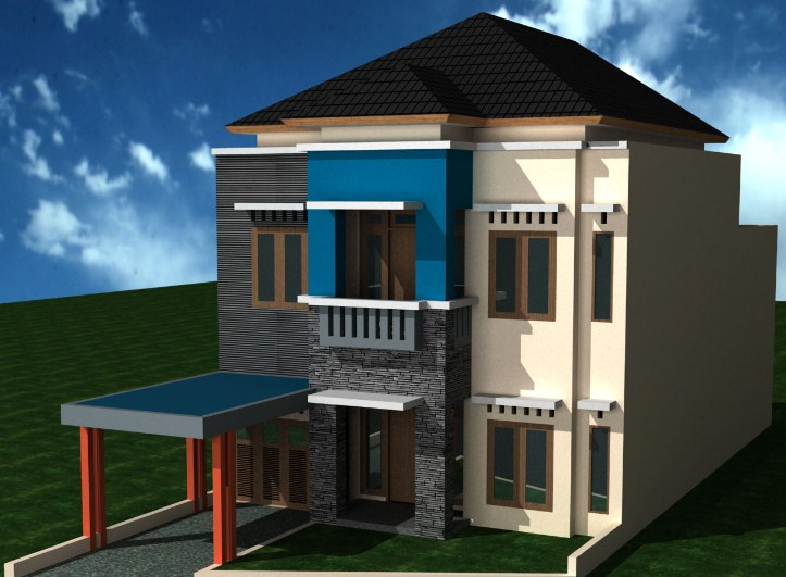 Rumah 2 Lantai Atap Genteng Minimalis