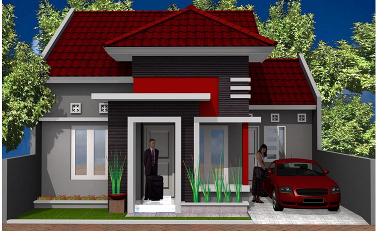 Desain rumah kecil minimalis Wana abu-abu