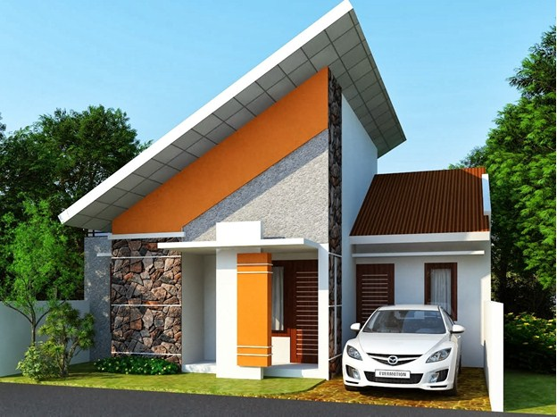 Desain rumah kecil sederhana atap miring