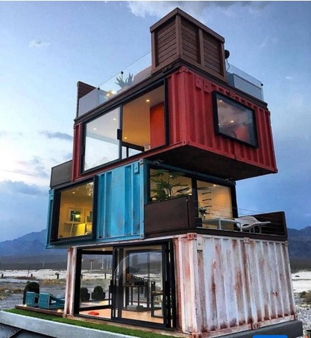 Desain Rumah Kontainer 3 lantai