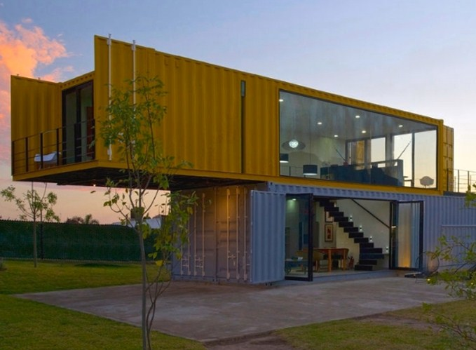 Desain Rumah Kontainer Ekspos warna asli