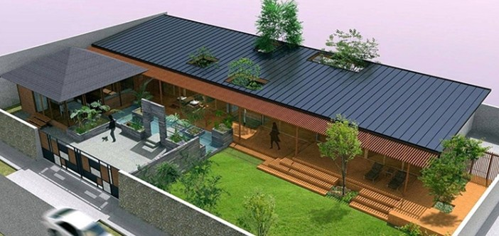 Rumah kayu yang konetmporer yang sejuk dan kalem