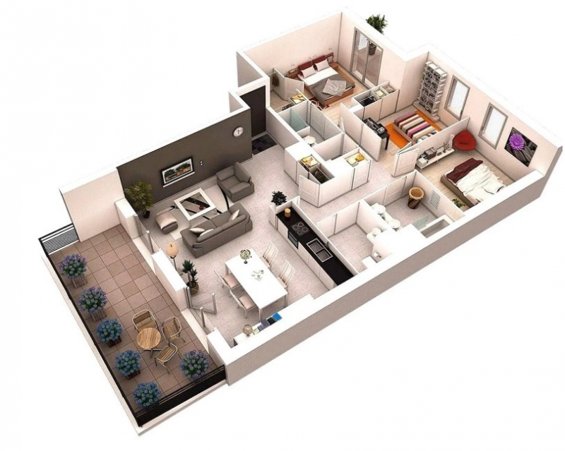 Rumah 1 lantai denagn 3 kamar tidur