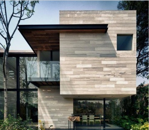 Desain Rumah Warna kayu yang terang