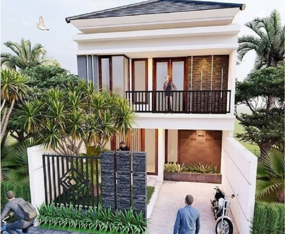 Desain rumah kost minimalis 2 lantai dengan carport dan balkon yang cocok bagi peminat generasi milenial