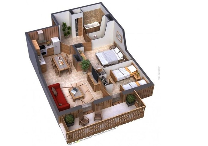 Desain Rumah Memanjang Semi Rustic