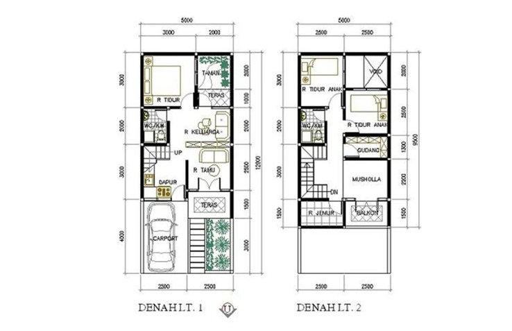 Denah Desain Rumah Lantai 2 9. Terdapat Mushala dan Gudang
