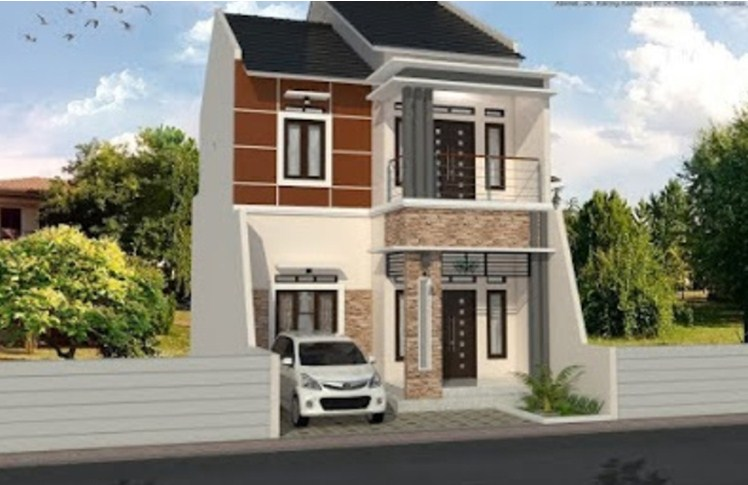 Desain Rumah 2 lantai Dengan Teras yang Senada