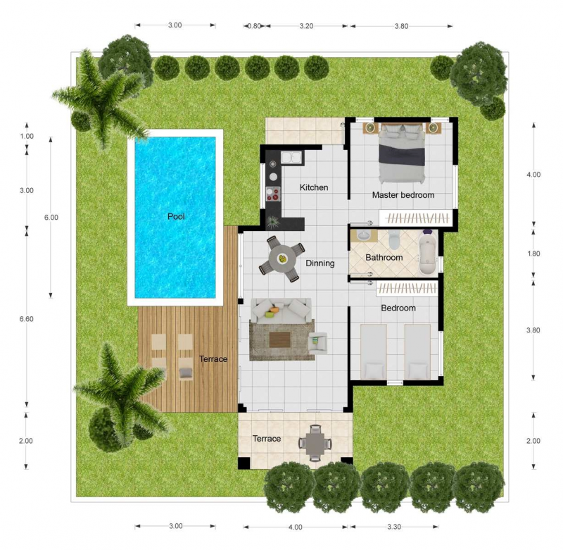 Desain Rumah Mewah 3 Lantai Dengan Kolam Renang Model Atap Modern