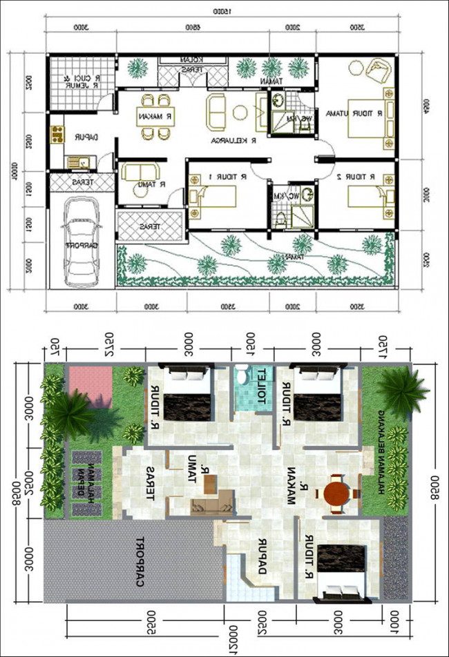 Desain Rumah Mushola di Tengah
