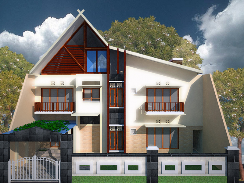 Desain Rumah Minimalis Tampak Depan Dengan Batuan Alam di Gapura Rumah