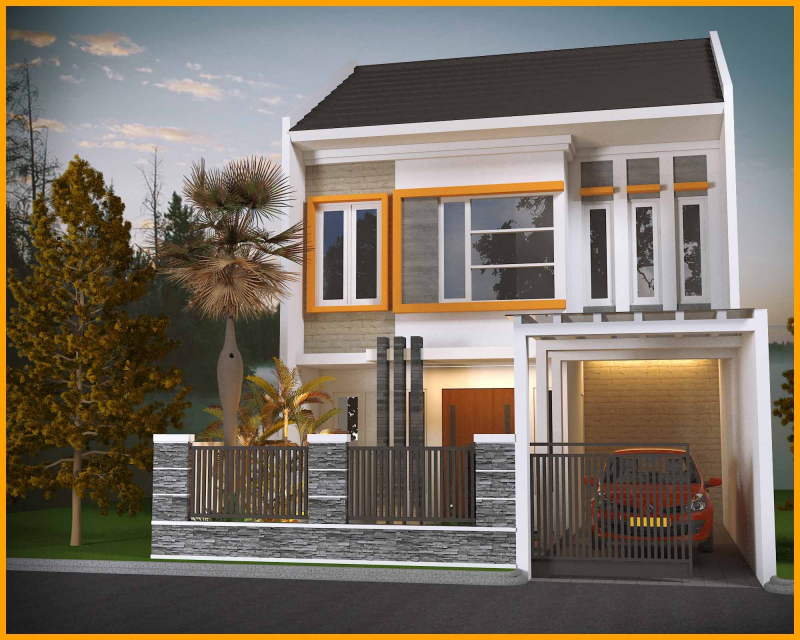 Desain Rumah Minimalis Tampak Depan Dengan Pagar Batu Alam