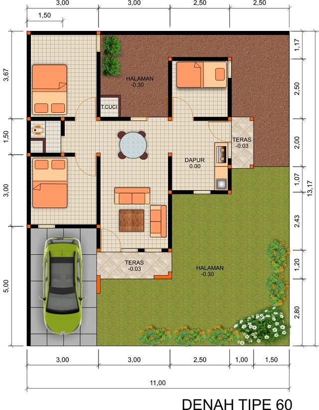Desain Rumah Minimalis Ukuran 7x6 Contoh