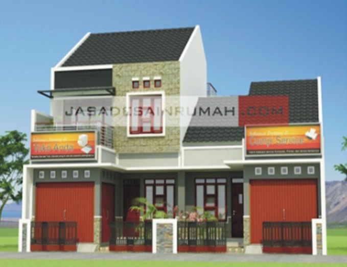 Desain Rumah dengan 2 Buah Toko