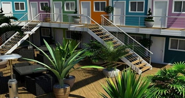 Desain Rumah kontrakan Berwarna Cerah