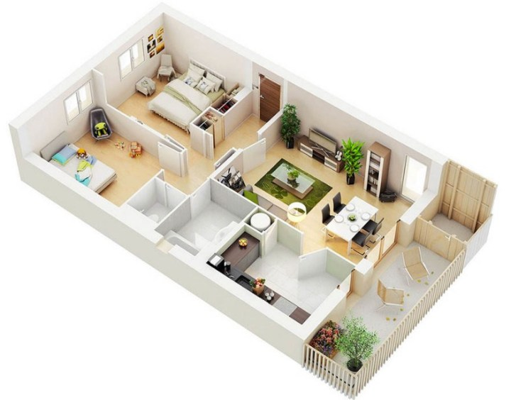 Foto Desain Rumah Petak 1 Kamar Tidur