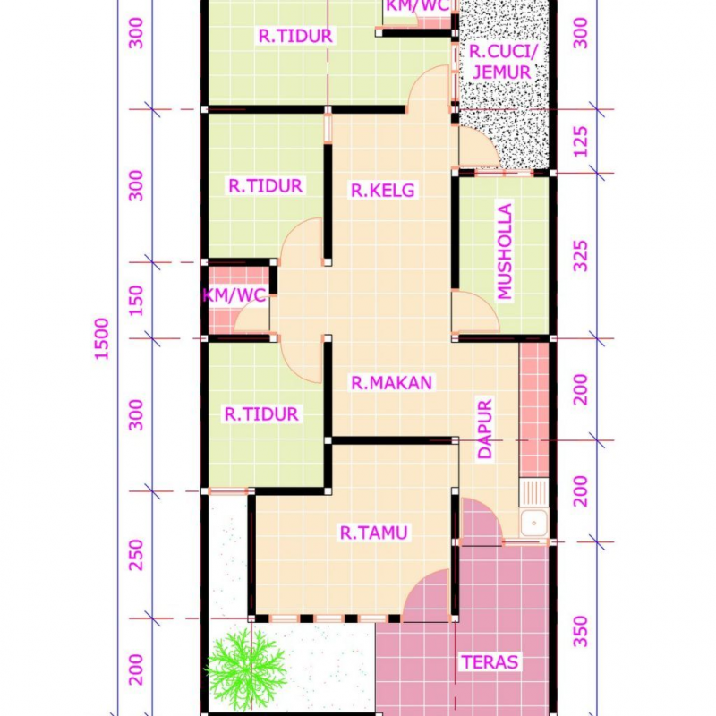 Desain Rumah Sederhana 6x12 Model Kekinian