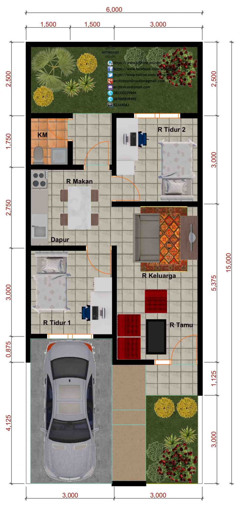 Desain Rumah Ukuran 6x12 Modern