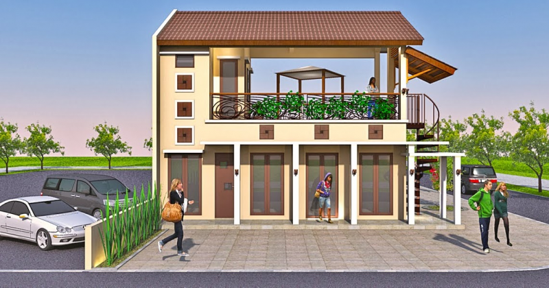 Desain cafe ruko tampak depan