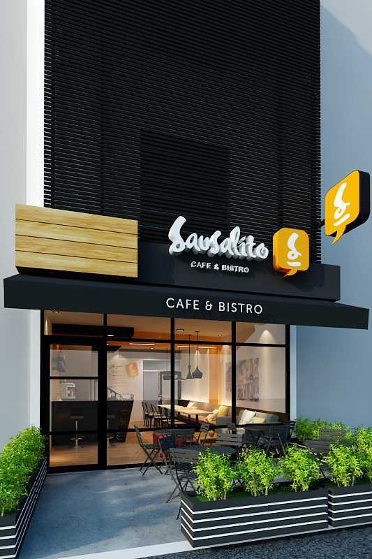 Desain tampak depan cafe ruko