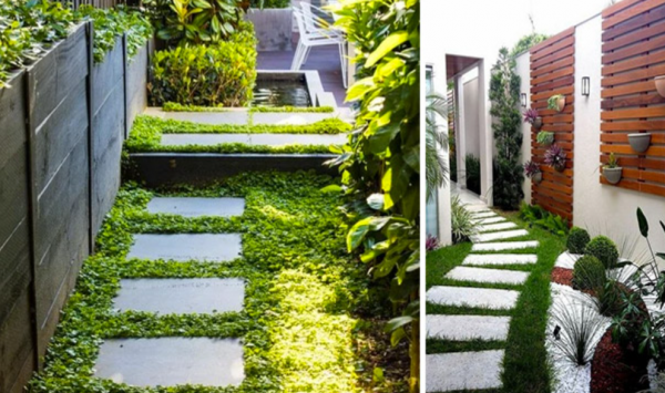 Taman minimalis dengan jalur setapak serasi