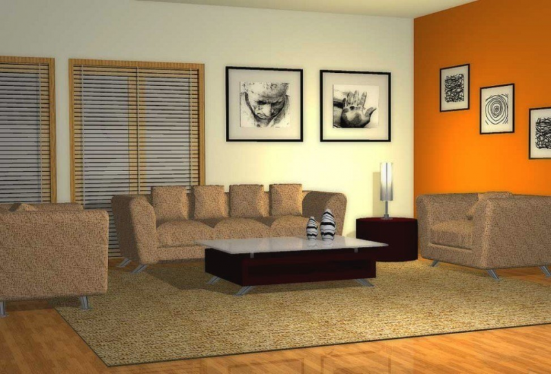 Warna Cat Ruang Tamu Warna putih dan orange
