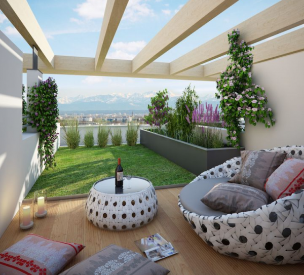 Desain Rooftop dengan Ruang Santai