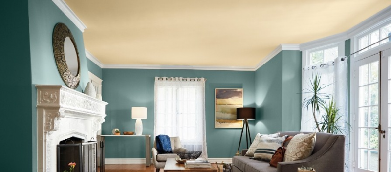 Warna cat ruang tamu hijau keabu-abuan