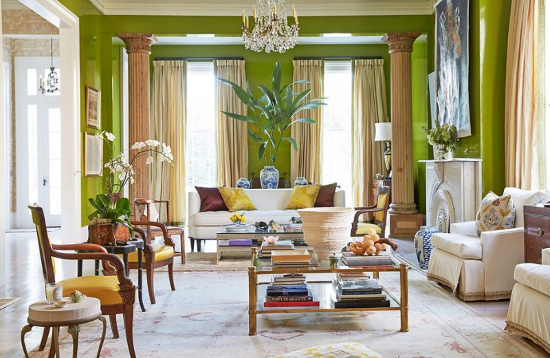 Warna cat ruang tamu klasik hijau