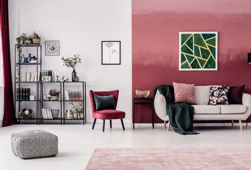 Warna cat ruang tamu putih maroon yang bagus