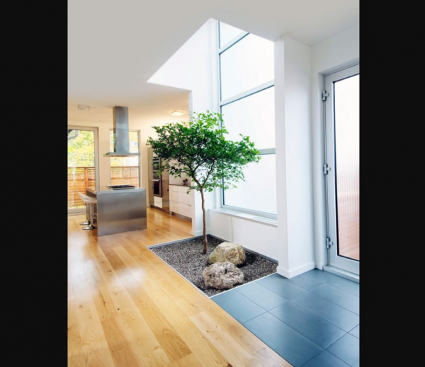 Taman dalam rumah dekat pintu masuk