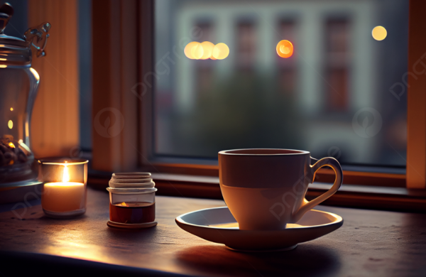 Warung kopi dengan pencahayaan lilin