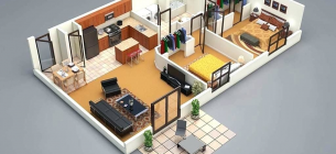 30 Inspirasi Denah dan Desain Rumah Kamar 2 Minimalis